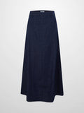 Tailored Seamed Denim Skirt-Blue-0