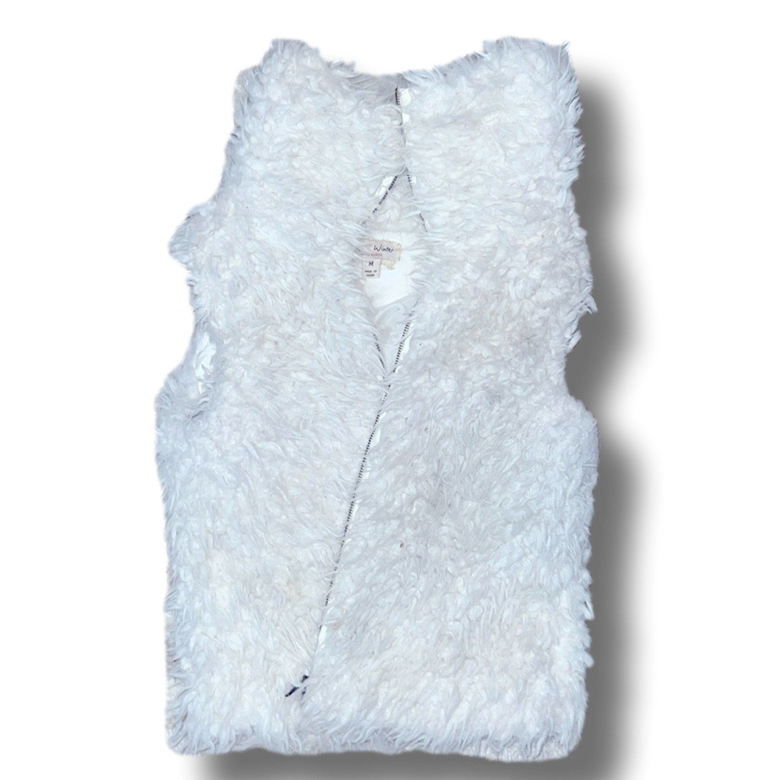 Faux Fur Holiday + Festival Vest – White – Size L