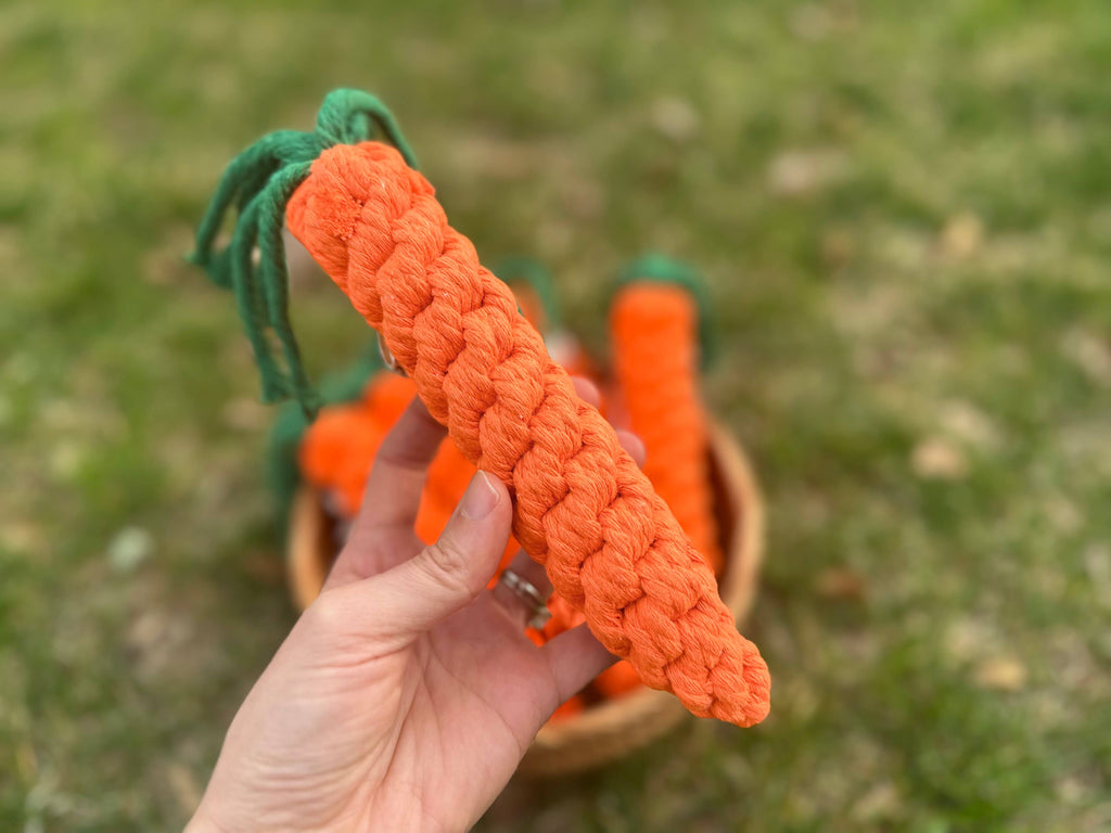 Monli Handcrafted Sustainable Carrot Dog Rope Toy