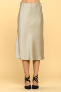 Made in USA Solid Satin Midi Skirt