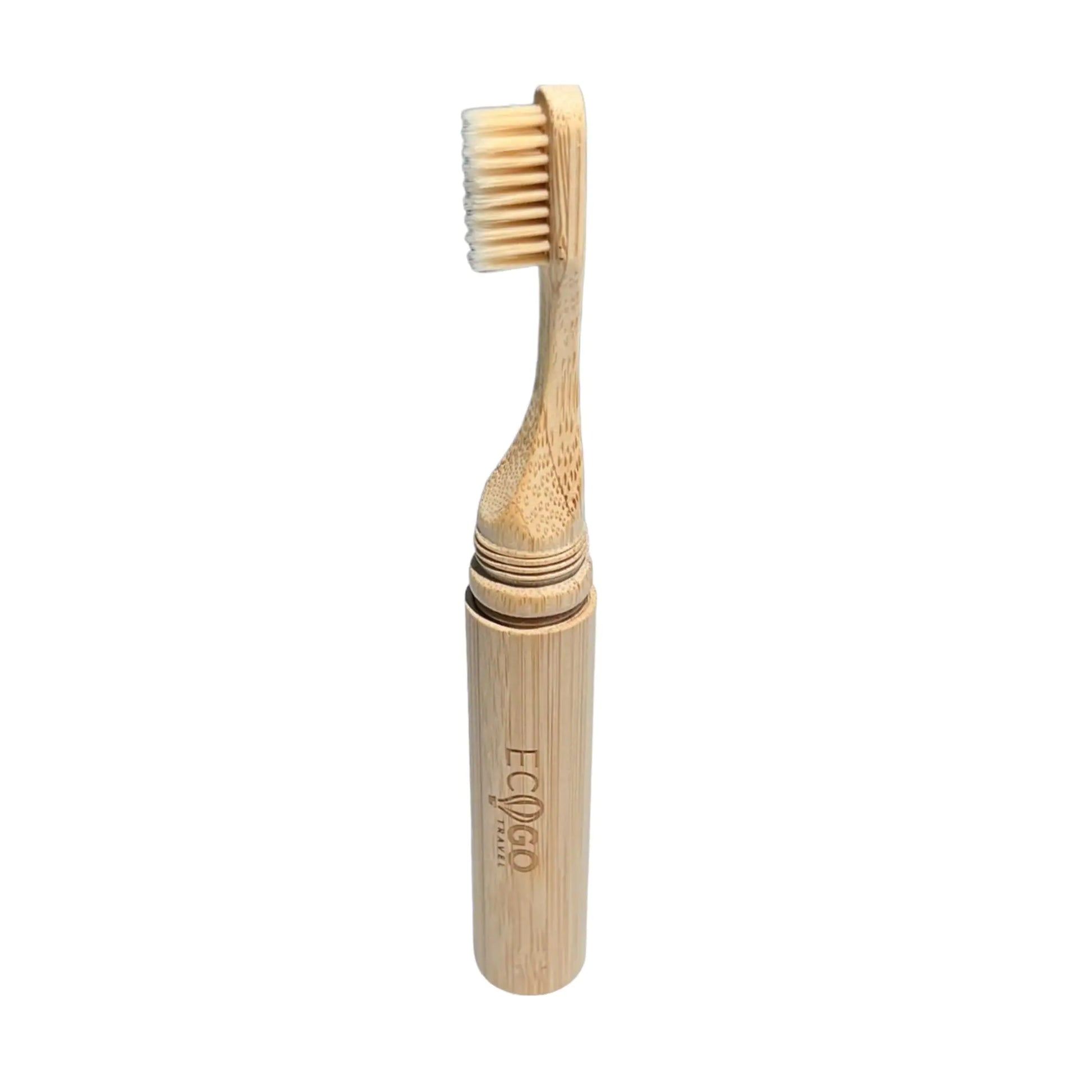 EcoGoTravel Bamboo Two-Piece Design Screwable Toothbrush