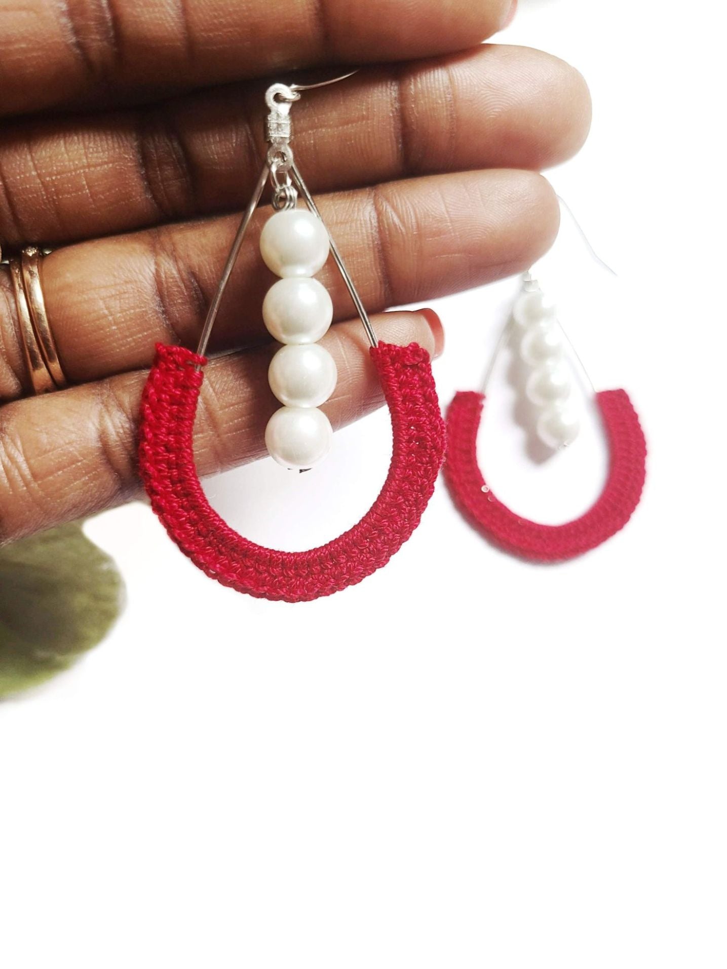 Teardrop Pearl Lined Earrings-3