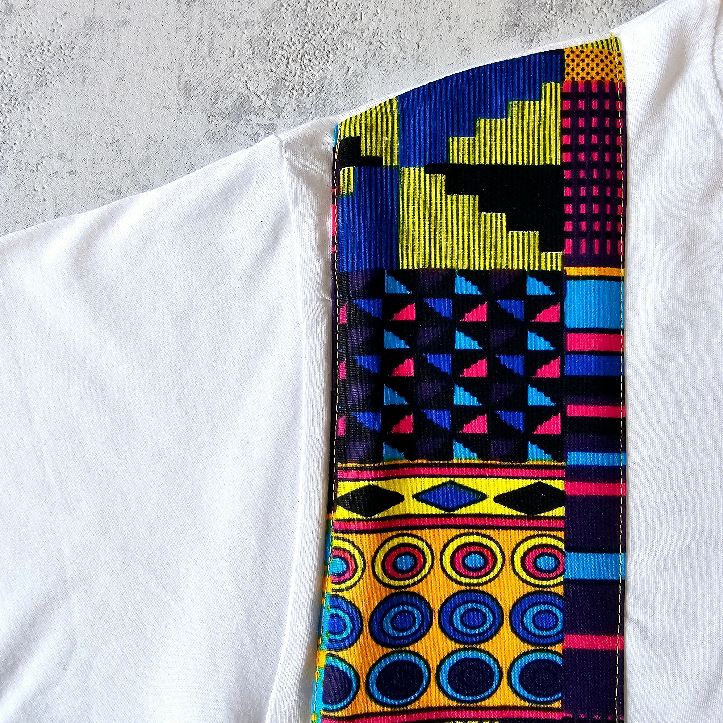 Africa Print Detailed T-Shirt | Ankara Detail and Pocket-1