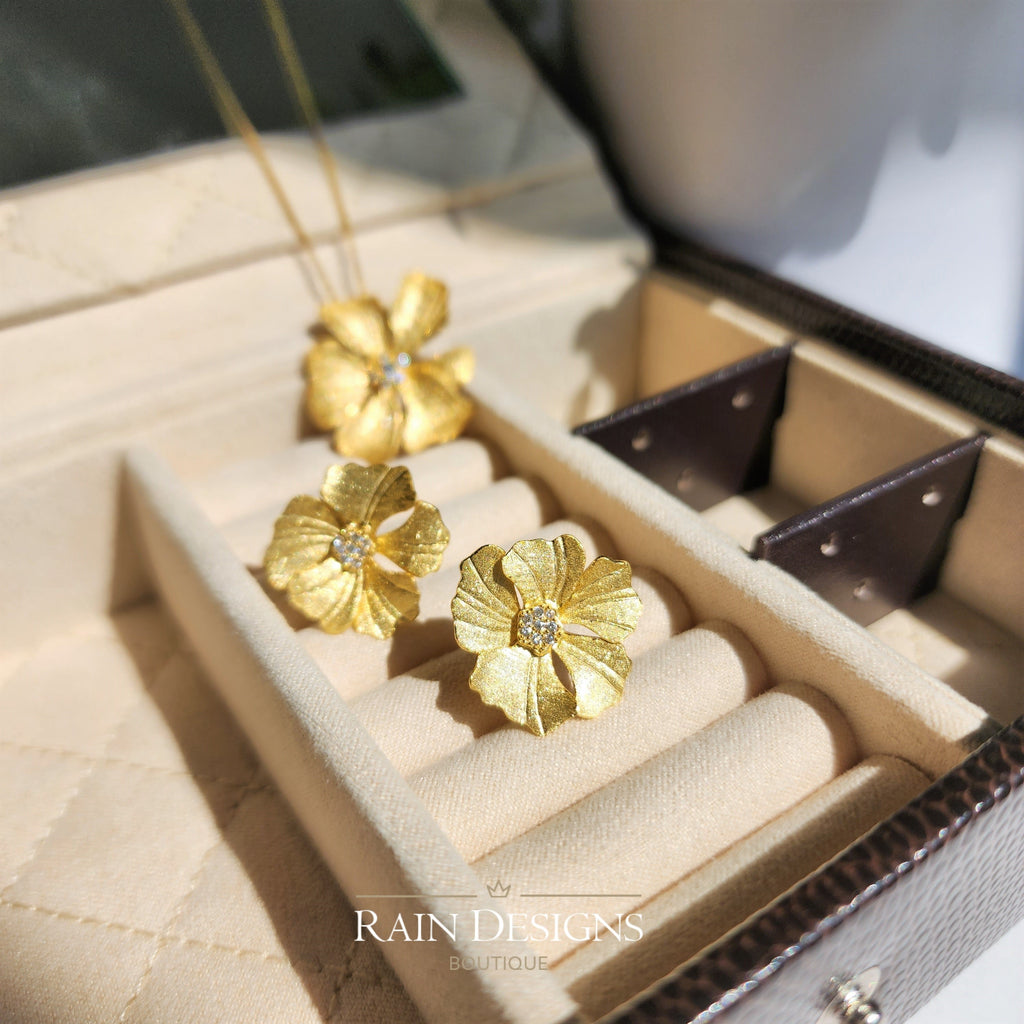 Peony Flower 925 Silver Stud Earrings