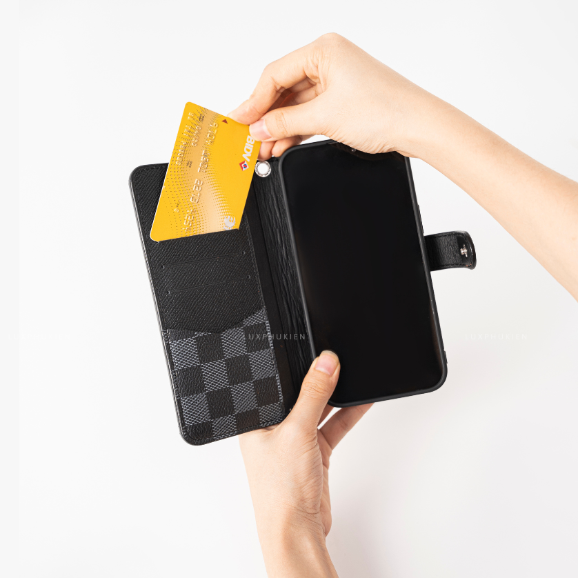 Authentic Louis Vuitton Upcycled Canvas & Epsom iPhone Wallet Case – Made-to-Order