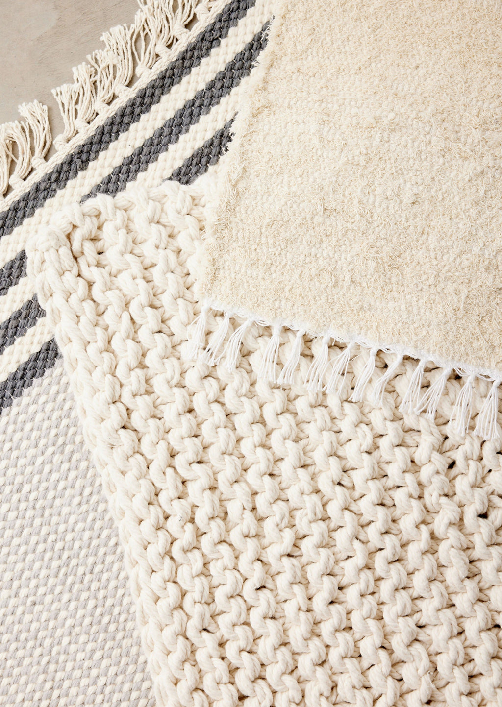 Chunky Ecru Hand-Loomed Mat