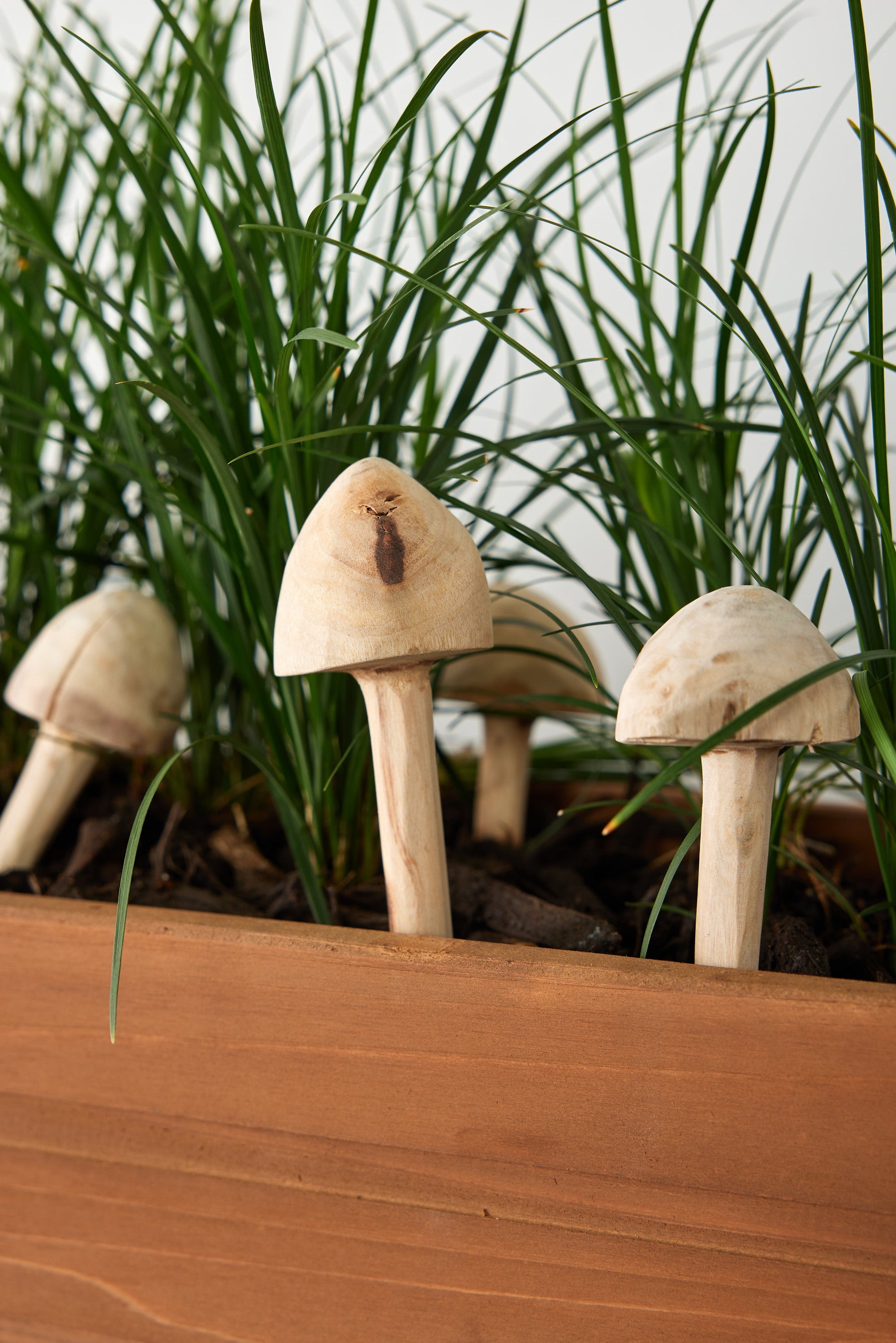 Wooden Mushroom Garden Stick – Hand Carved