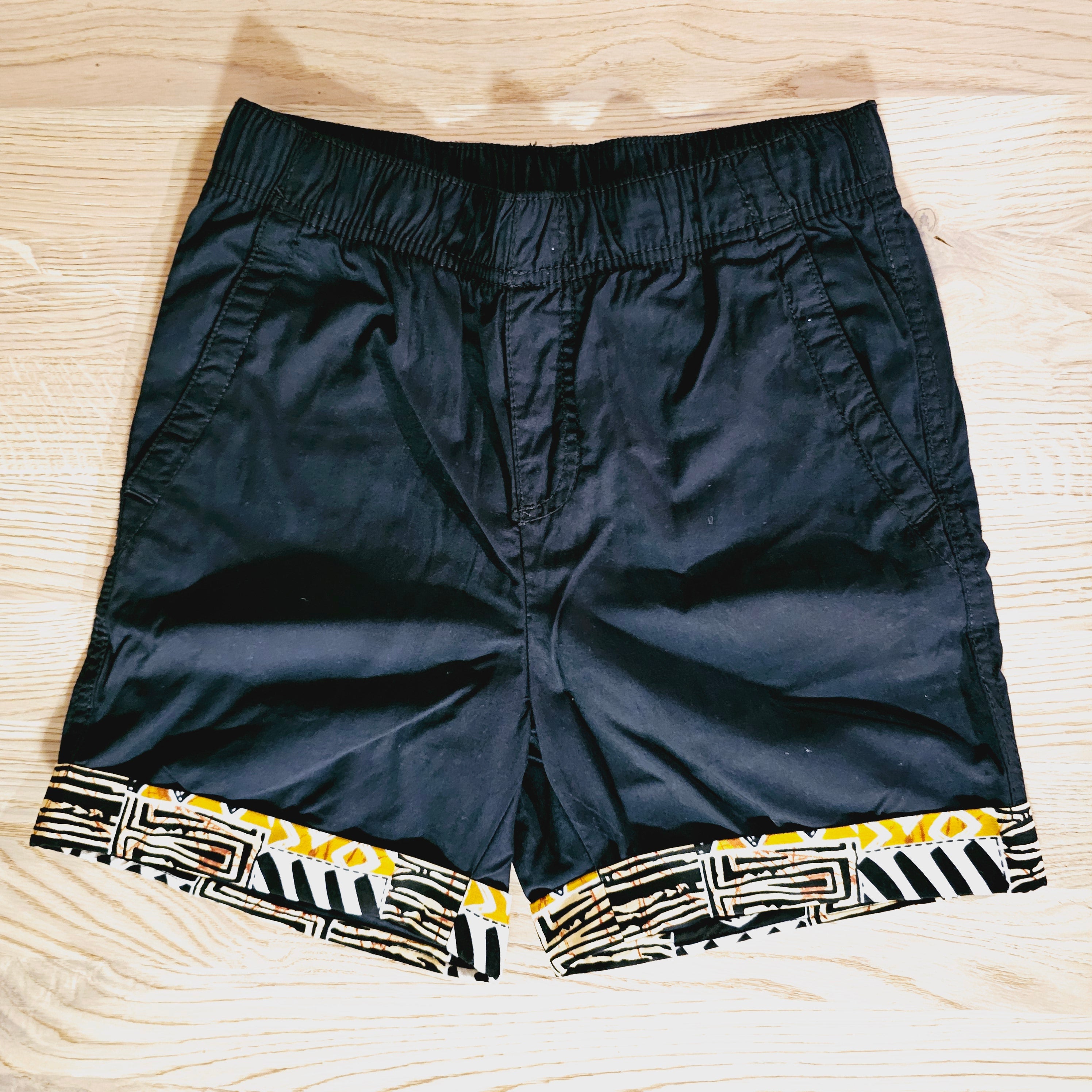 Cotton Pull-on Shorts with African Print Detail for Toddlers and Teens-0