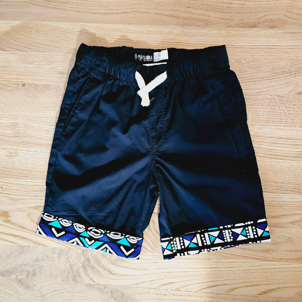 Cotton Pull-on Shorts with African Print Detail for Toddlers and Teens-0