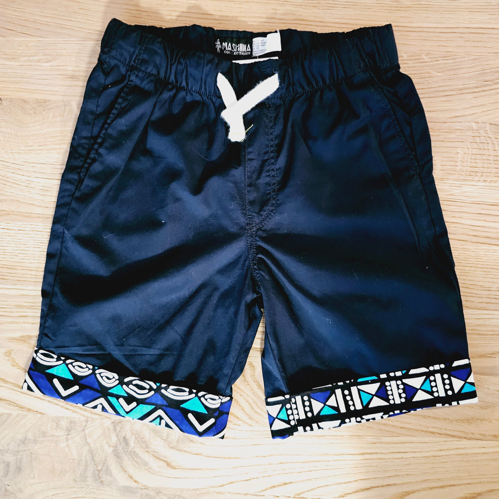 Cotton Pull-on Shorts with African Print Detail for Toddlers and Teens-1