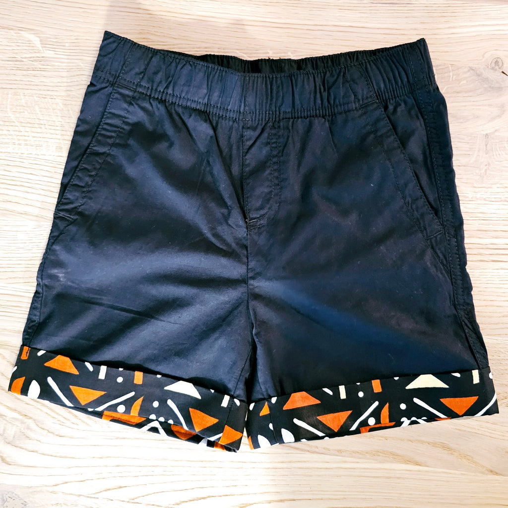 Cotton Pull-on Shorts with African Print Detail for Toddlers and Teens-0