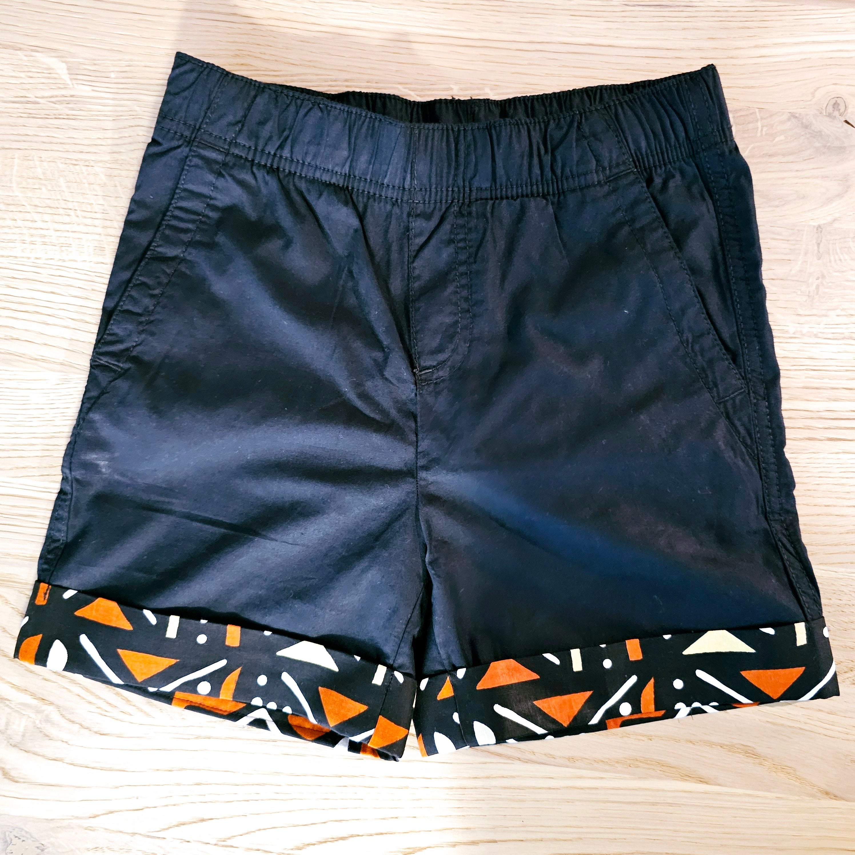 Cotton Pull-on Shorts with African Print Detail for Toddlers and Teens-0
