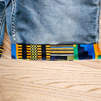 Unisex Denim Shorts with African Print Detail-1