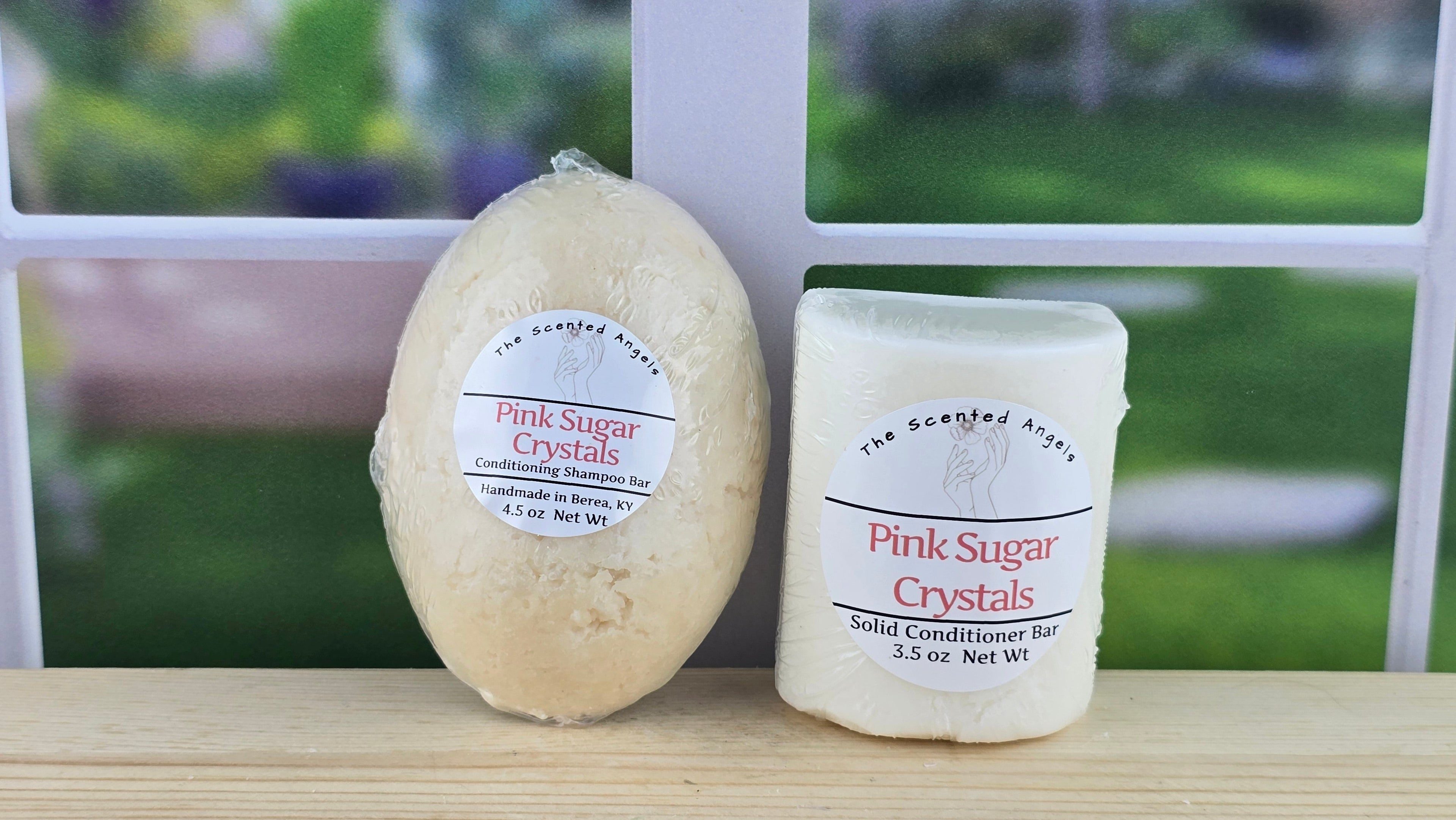 Handmade Pink Sugar Crystals Conditioning Shampoo + Conditioner Bars