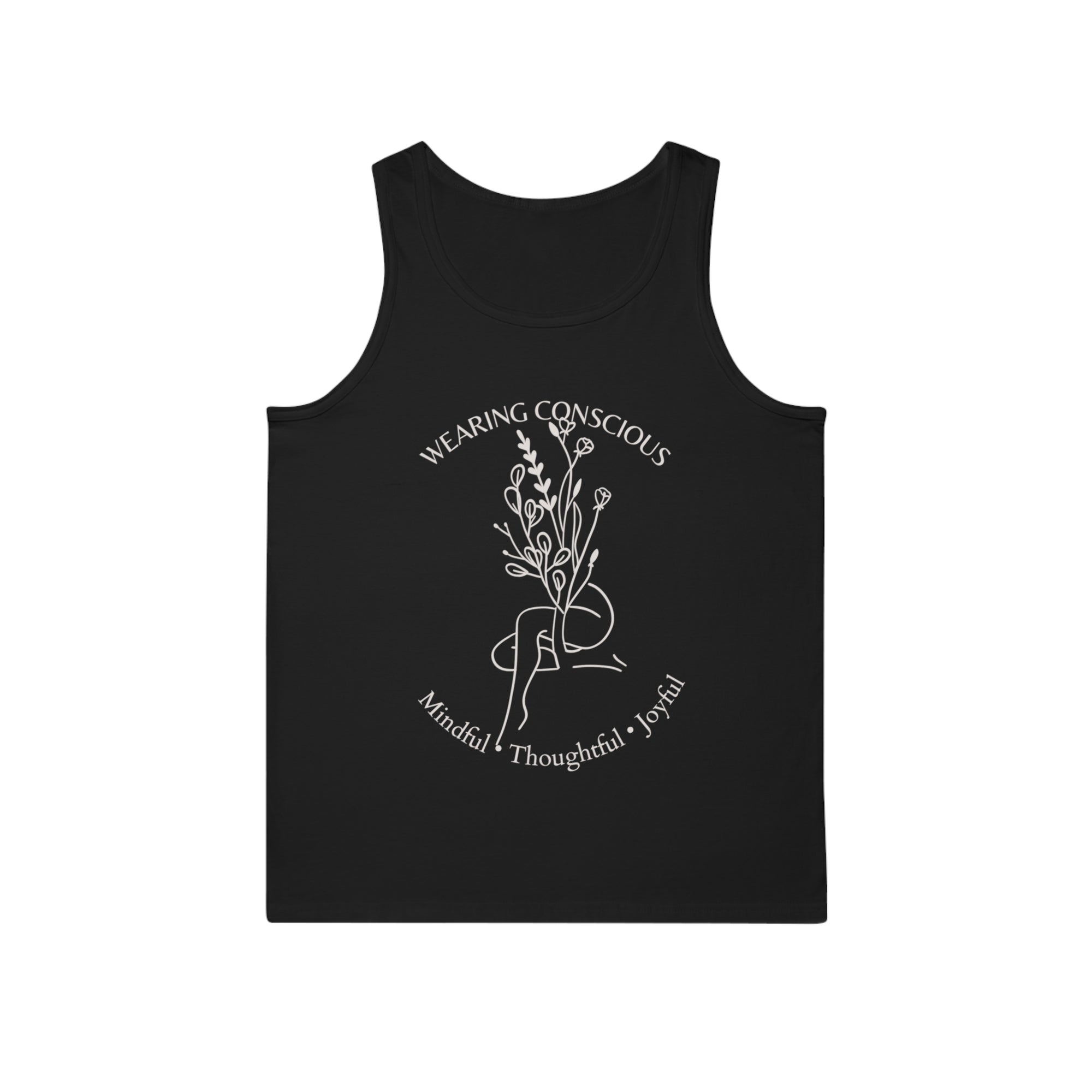 Mindful Thoughtful Joyful Design Floral Tank Top – Unisex Cut