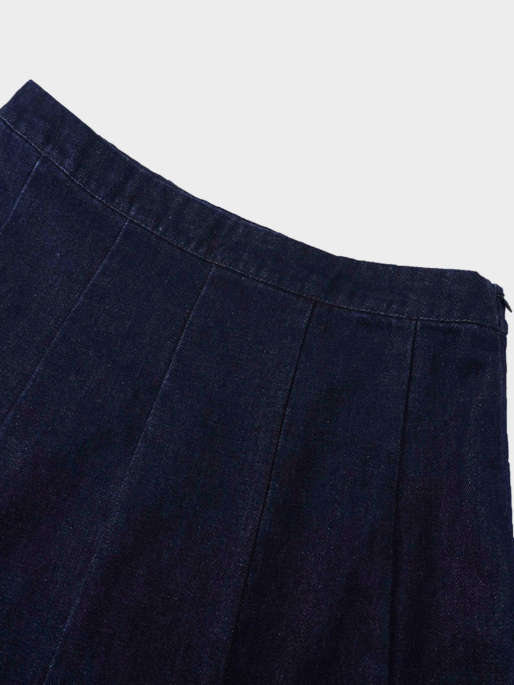 Tailored Seamed Denim Skirt-Blue-2