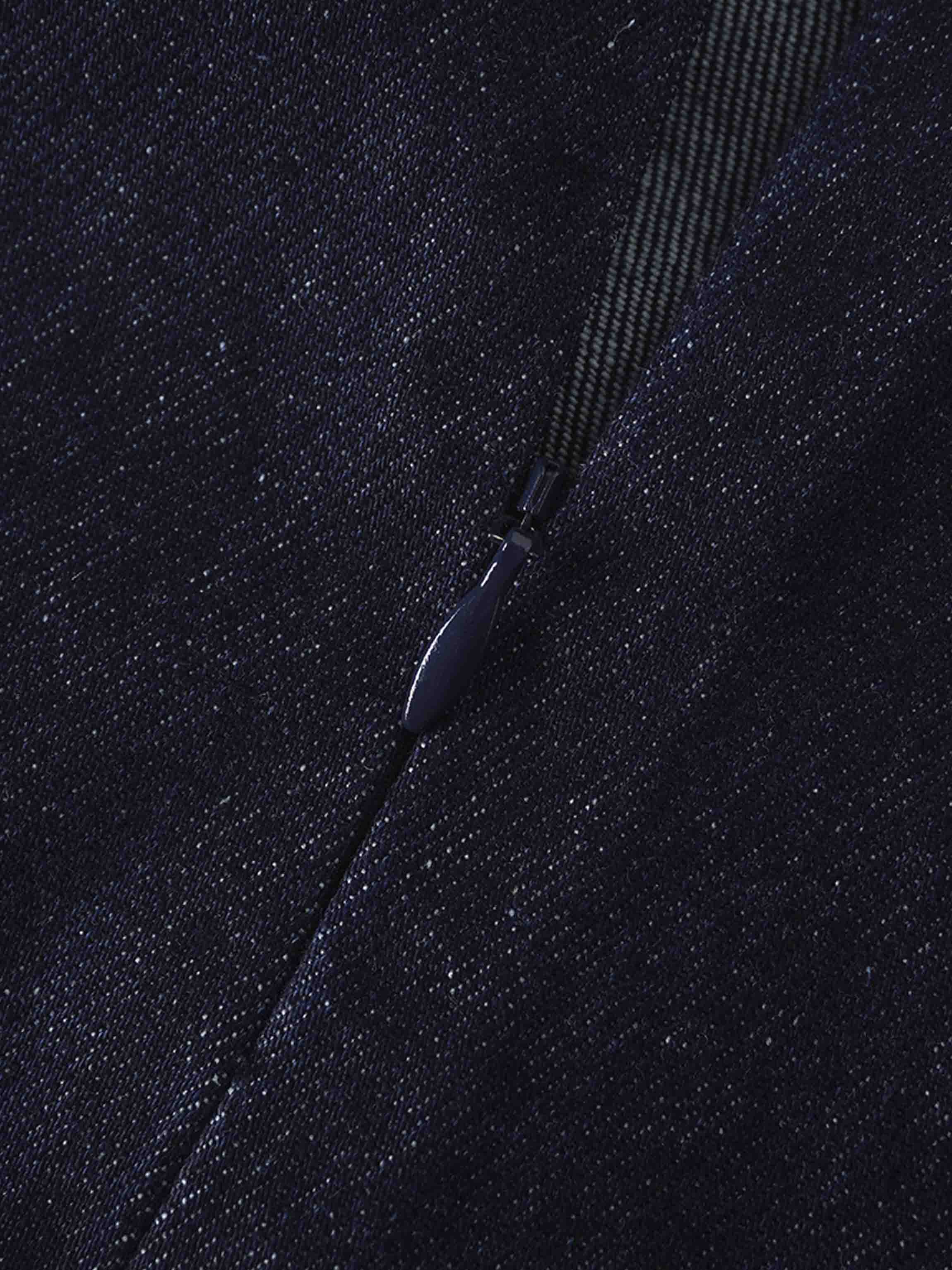 Tailored Seamed Denim Skirt-Blue-3