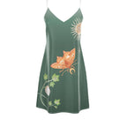 Vela Silk Slip Dress in Green Jungle Butterfly-1