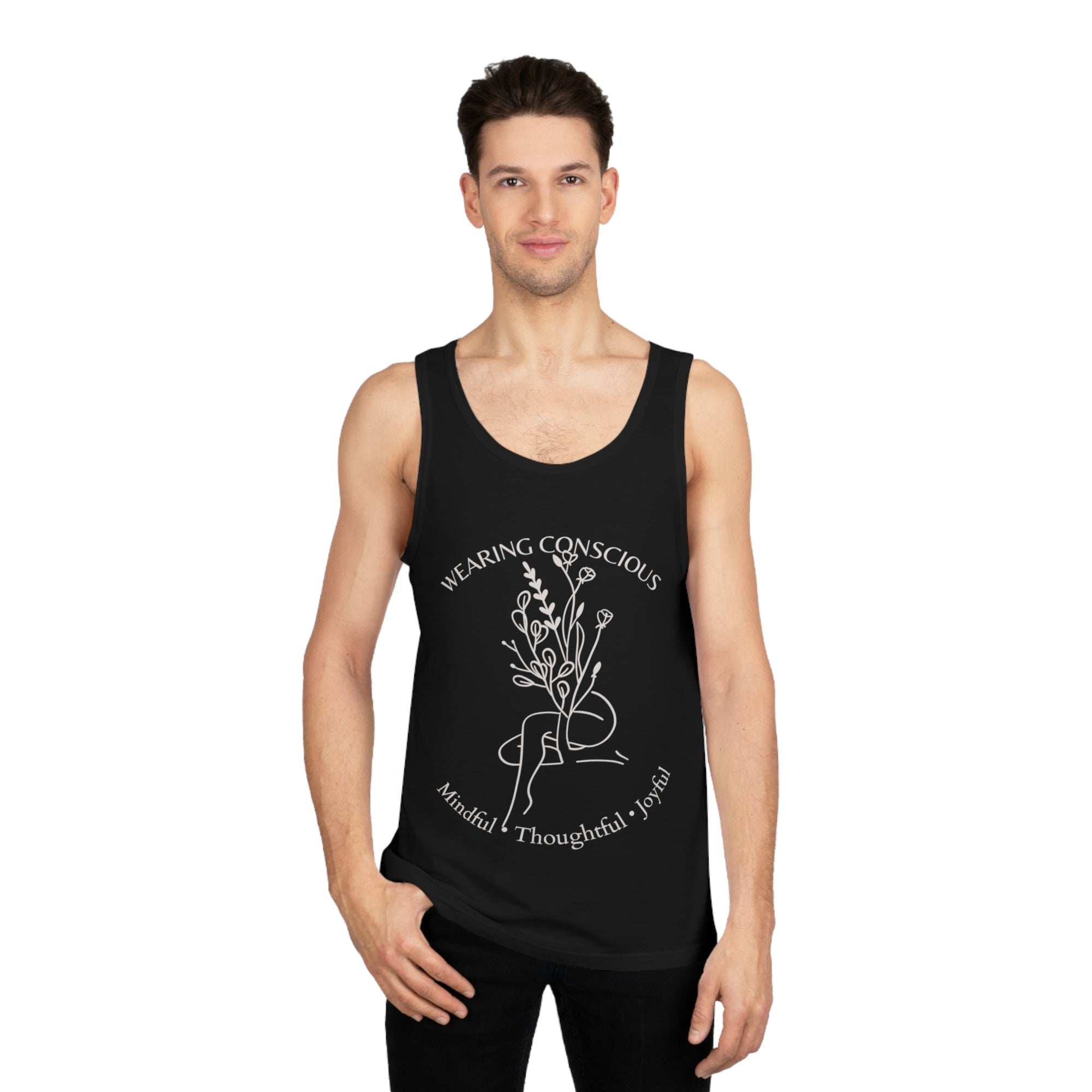 Mindful Thoughtful Joyful Design Floral Tank Top – Unisex Cut