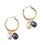 The Double Pearl Hoop Earrings – 0.75"