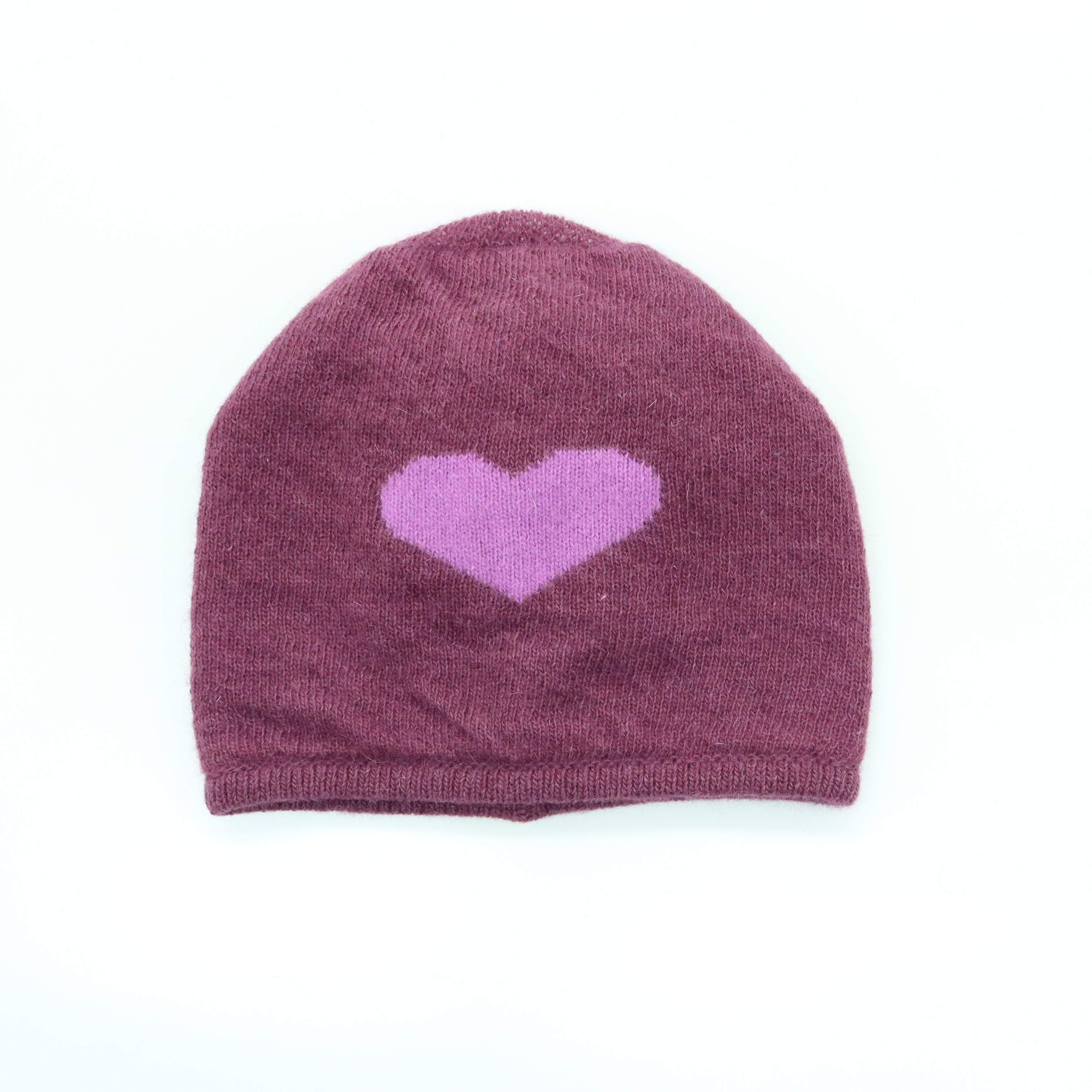 Coloblock Wool Blend Hat with Heart – Many Colors Available