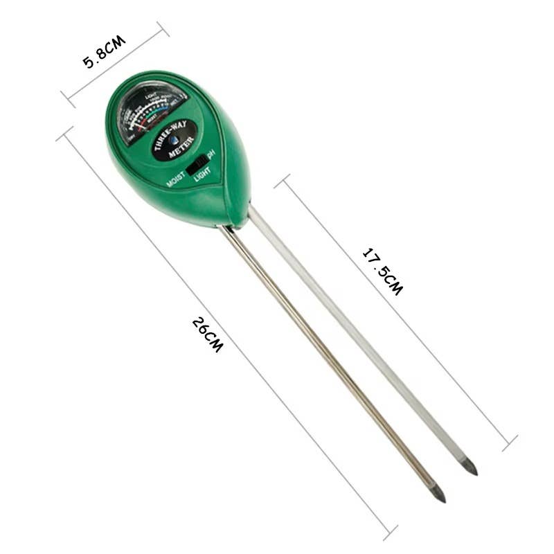 The COMPLETE 3-IN-1 pH, Moisture + Lighting Soil Meter