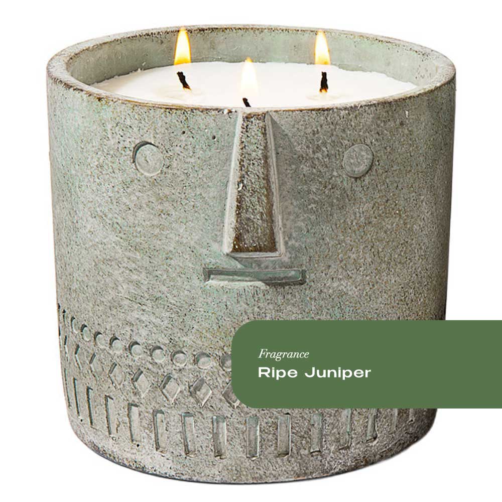 Ripe Juniper Scented Stone Face Double Wick Vegan Candle – 27 Oz