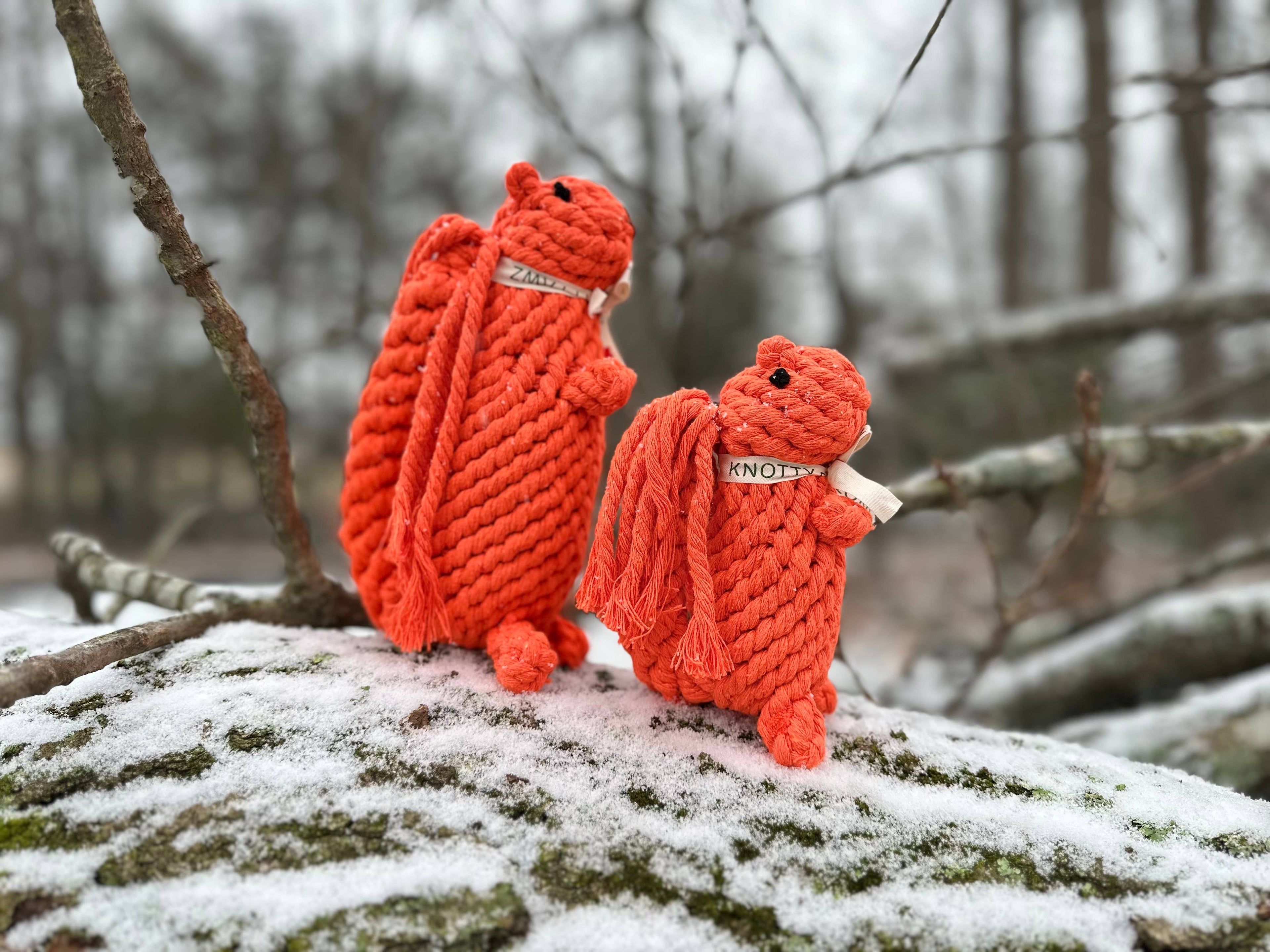 Monli Handcrafted Oliver the Squirrel Rope Dog + Cat Toy