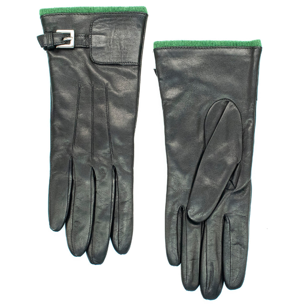 Belted Cuff Wool-Lined Nappa Leather Gloves