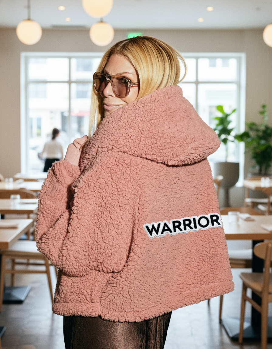 The Warrior Effect™ by Jill Martin Chenille Logo Cropped Sherpa Lounger Jacket