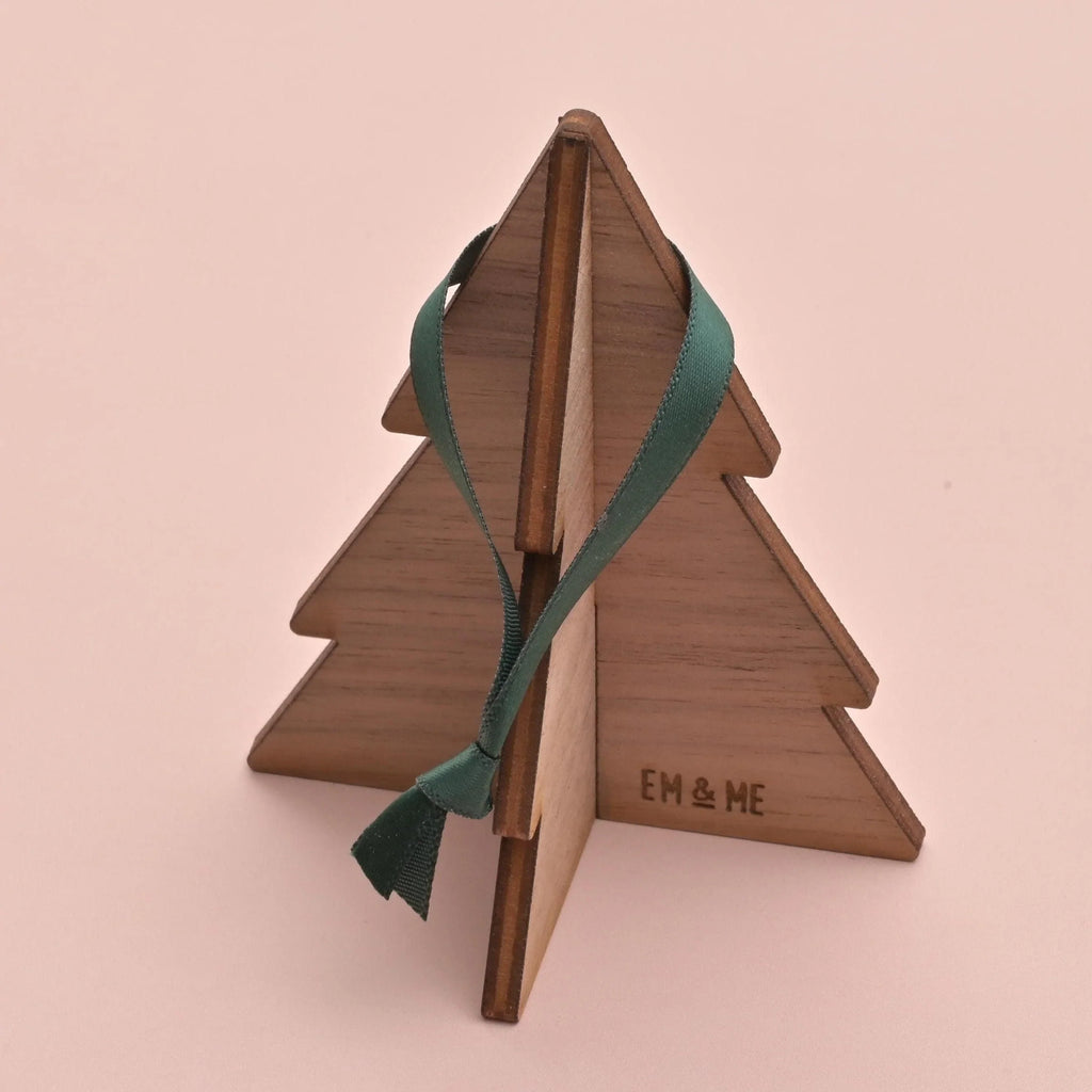 Walnut Wood 3D Christmas Tree Ornament