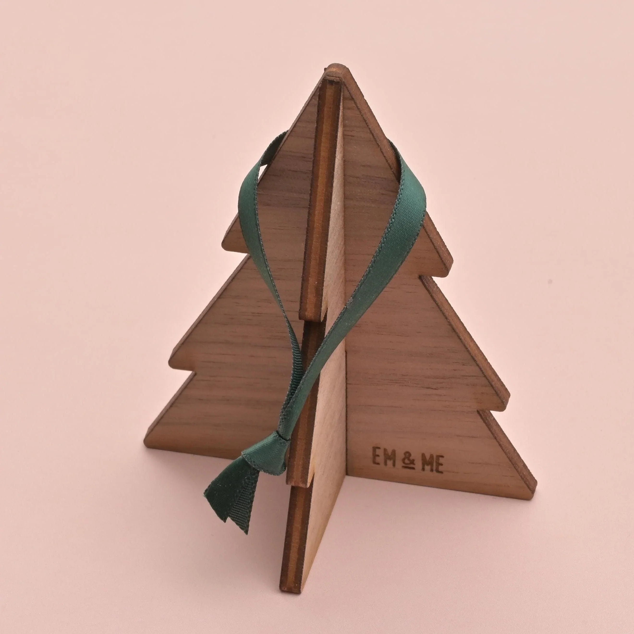 Walnut Wood 3D Christmas Tree Ornament