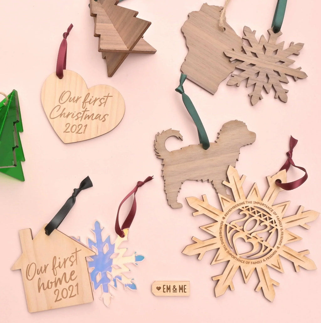 Walnut Wood 3D Christmas Tree Ornament