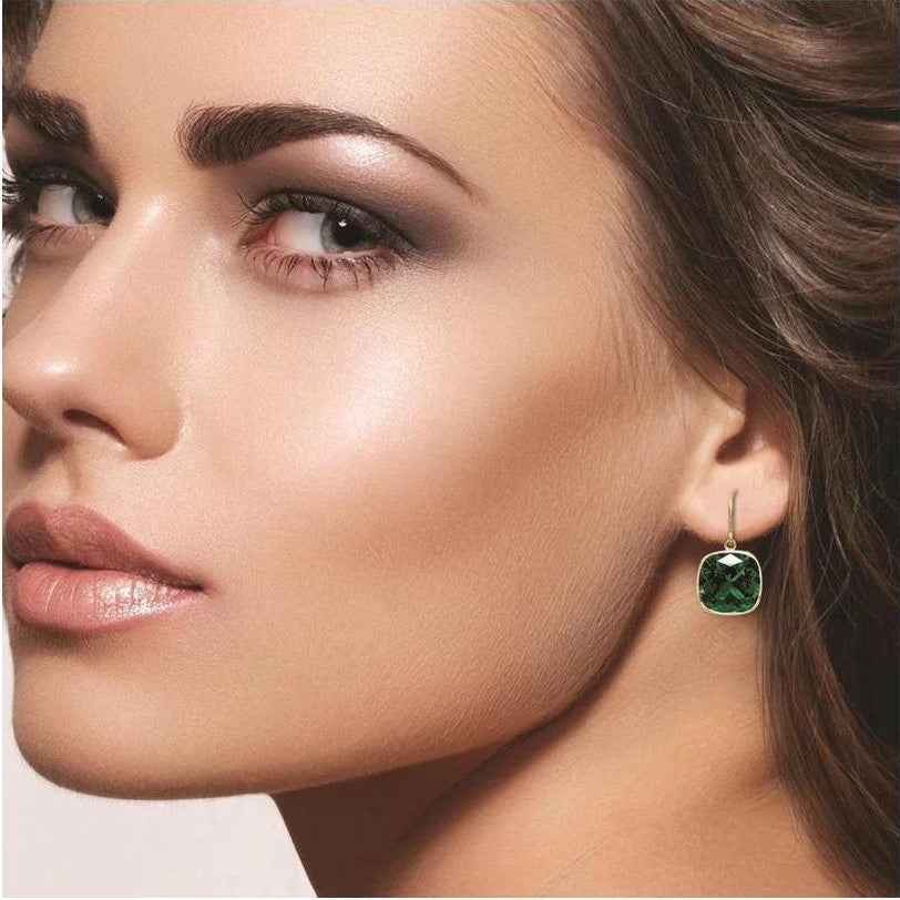 2 Pair Pack: 9.00 CTW Cushion Cut Blue Sapphire & Emerald Drop Earrings Set in .925 Sterling Silver – Lab Grown, 8mm Square Gems-3