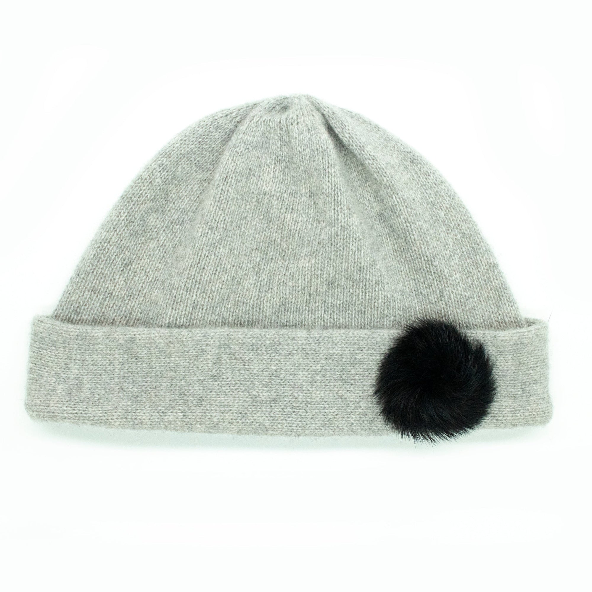 CASHMERE HAT WITH FUR POM-3