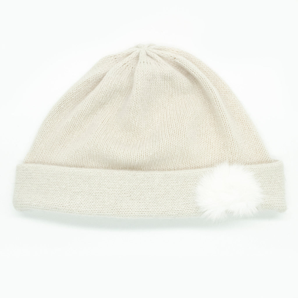 CASHMERE HAT WITH FUR POM-1