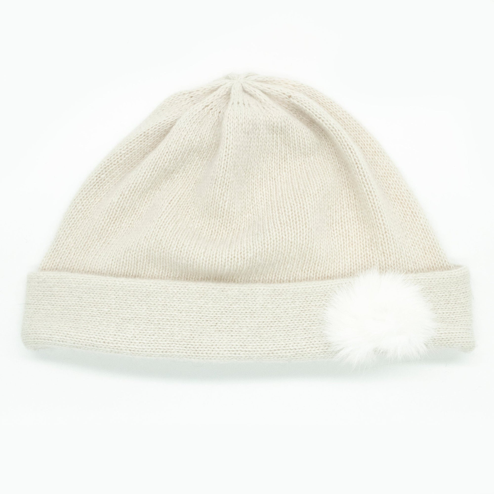 CASHMERE HAT WITH FUR POM-1
