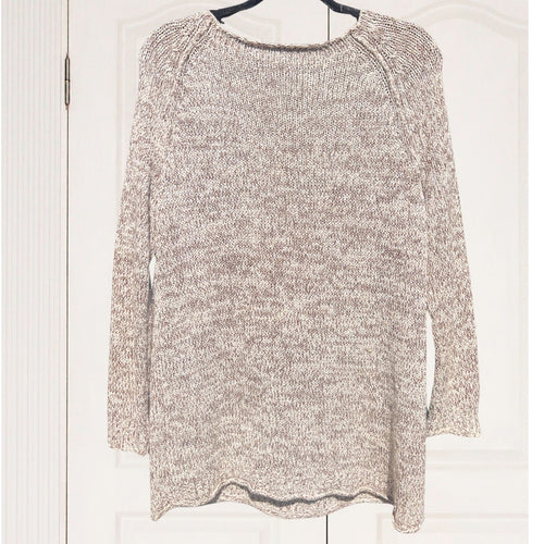 DKNY Classic Pullover Scoop Neck Sweater – Brown/White