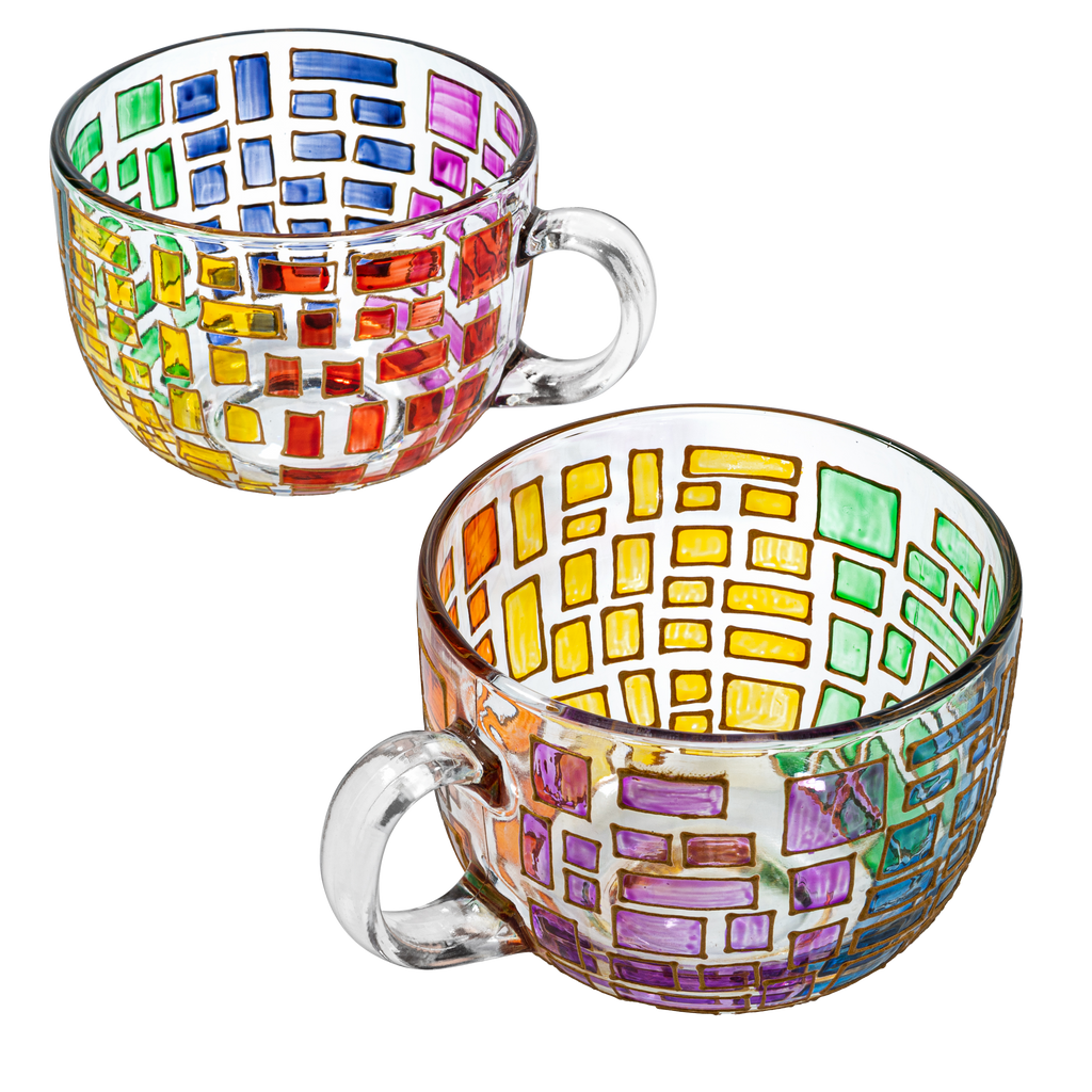 Renaissance Stained Glass Coffee Cup Mug Set Of 2 By Festive Colorful Coffee Cups St-0