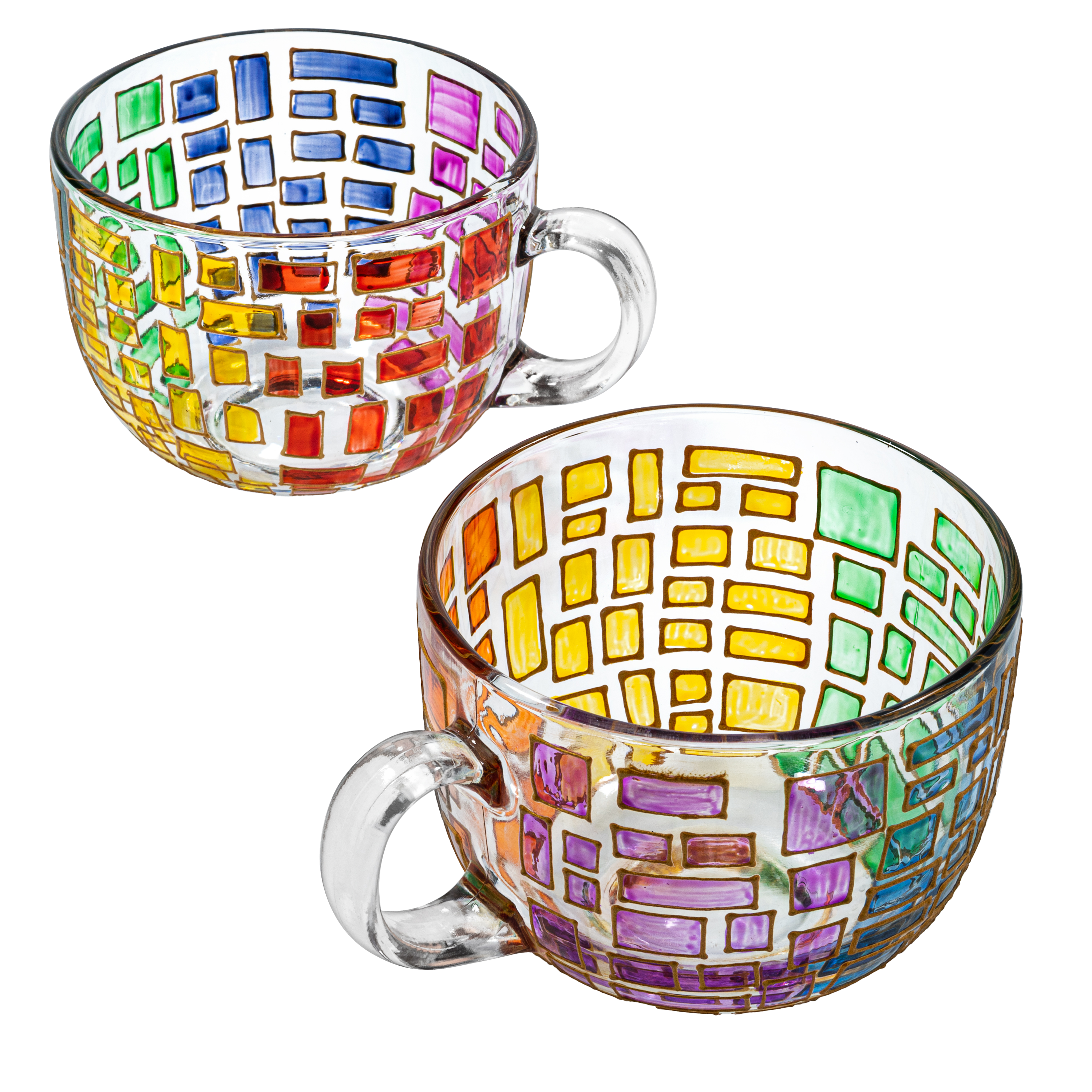 Renaissance Stained Glass Coffee Cup Mug Set Of 2 By Festive Colorful Coffee Cups St-0