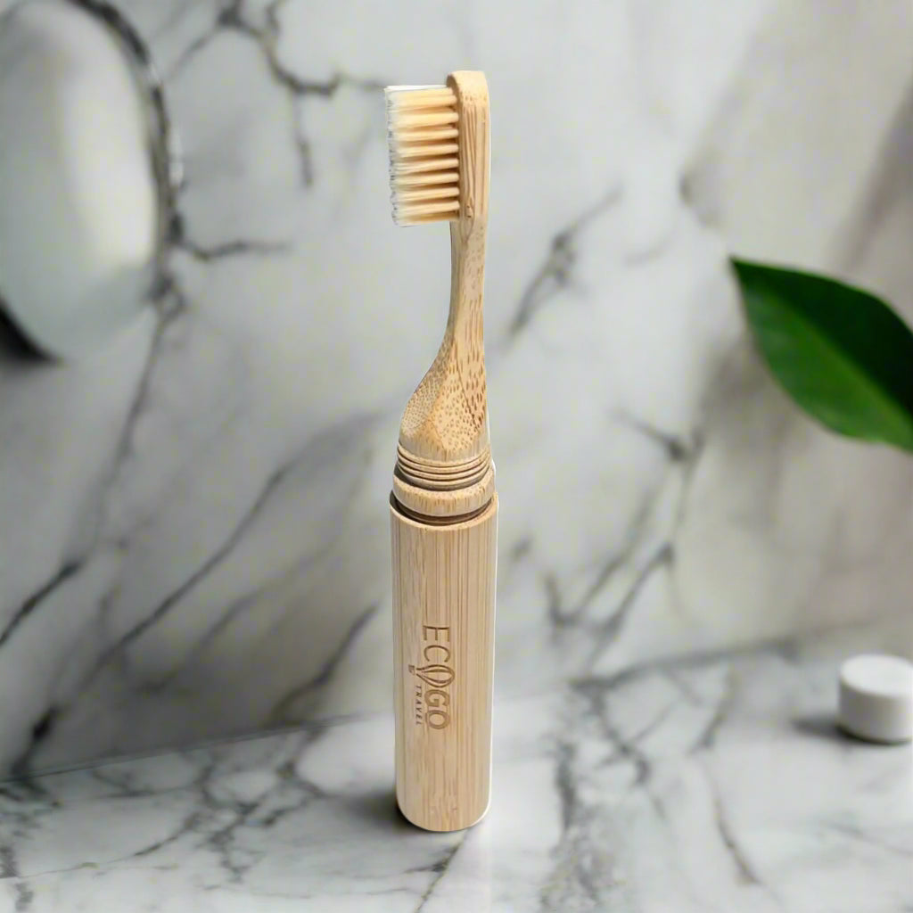 EcoGoTravel Bamboo Two-Piece Design Screwable Toothbrush