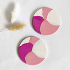 Pink coasters set of 2 or 4, aesthetic room decor for teens-0