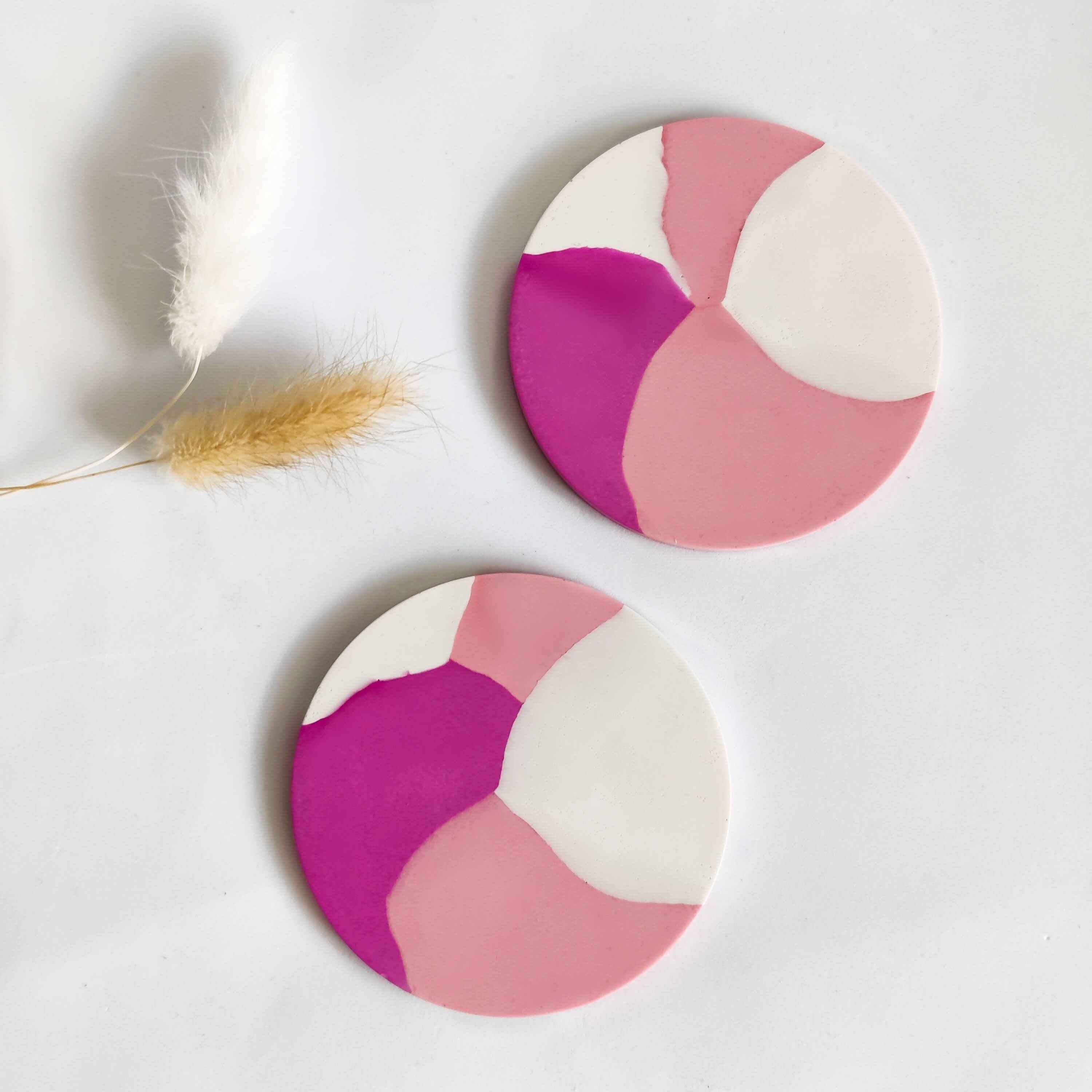Pink coasters set of 2 or 4, aesthetic room decor for teens-0
