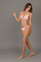Dannie String Bikini Top in Sugar Pink Rib