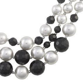 Fine Black Crystal & White Pearl Necklace by Dog House Pearls