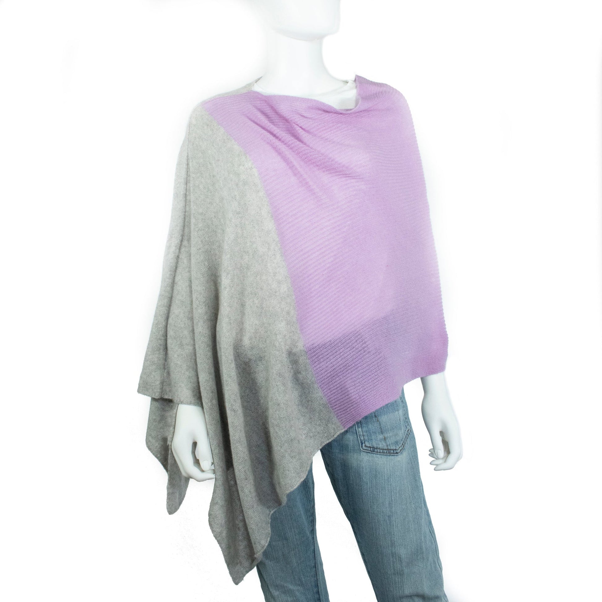 CASHMERE TWO TONE PONCHO-3