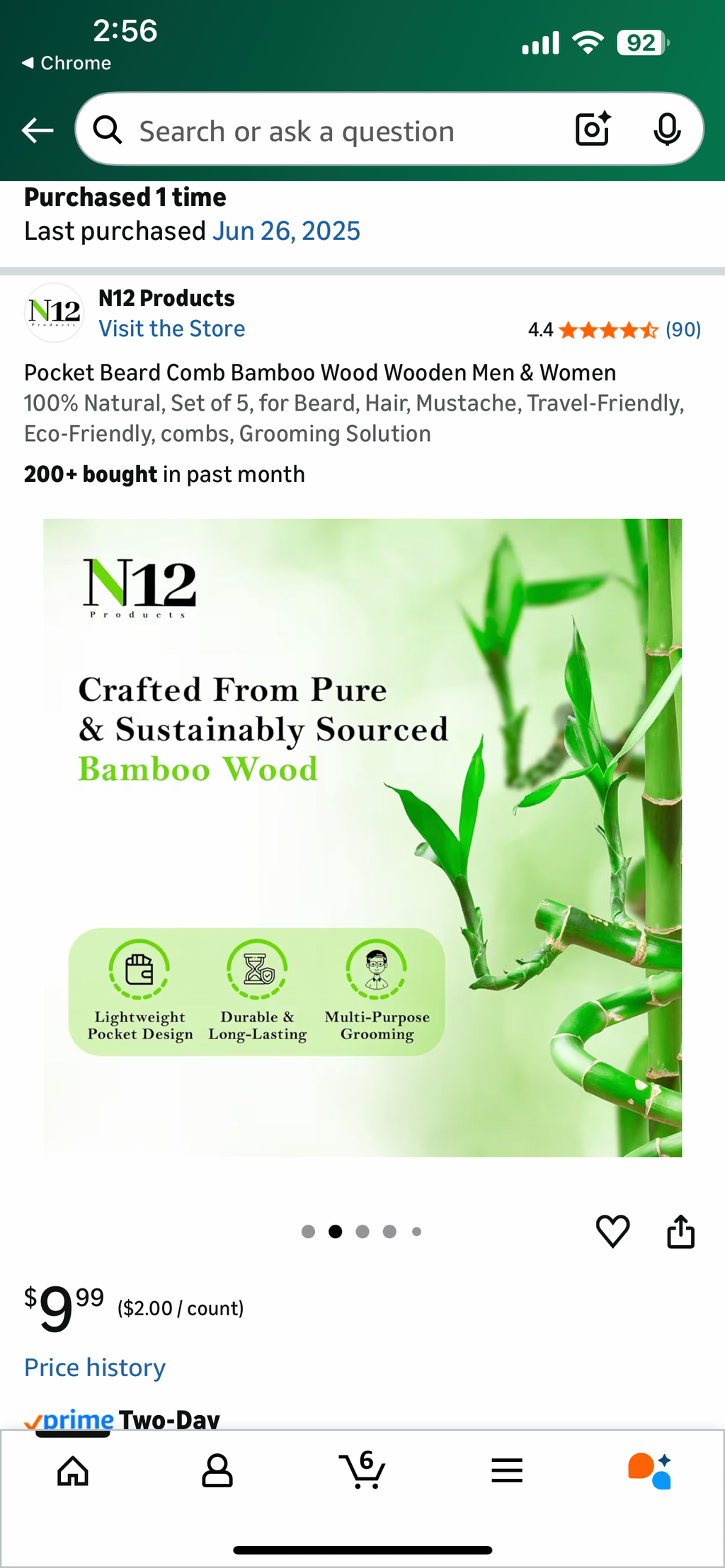 Pocket Sustainable Bamboo Hair Comb