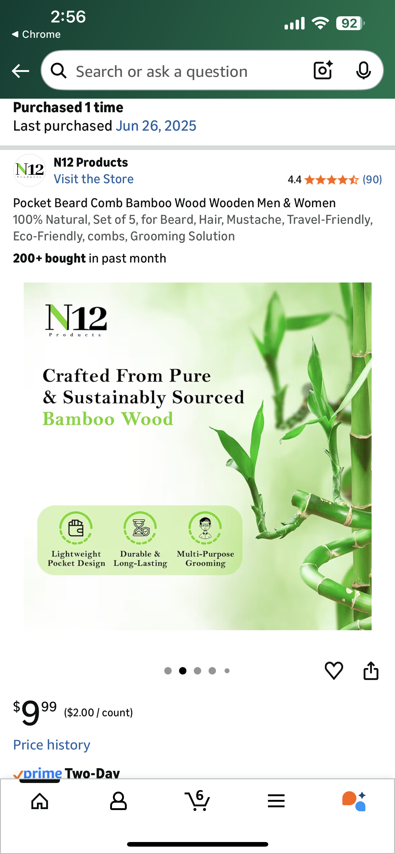 Pocket Sustainable Bamboo Hair Comb