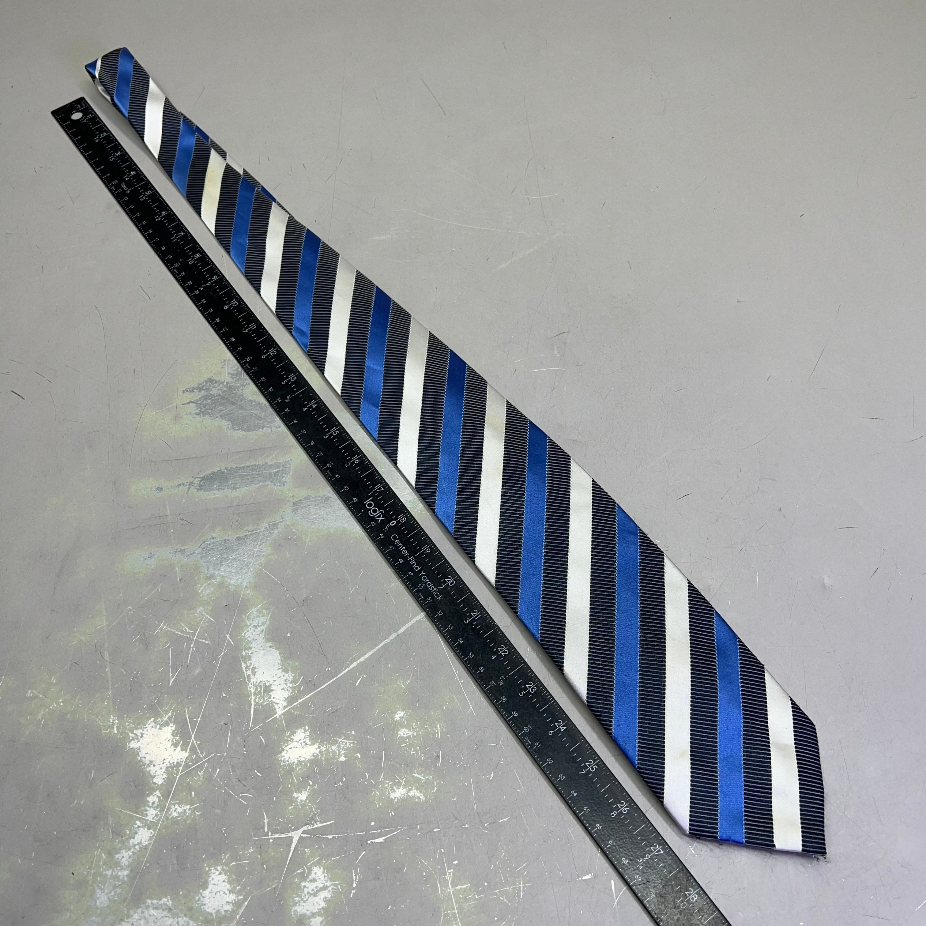 Alexander Julian Colours Handmade Men's Necktie – Blue/White/Black Stripe