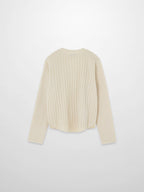 Back Wide Ribbed Cardigan Sweater-Ivory-1